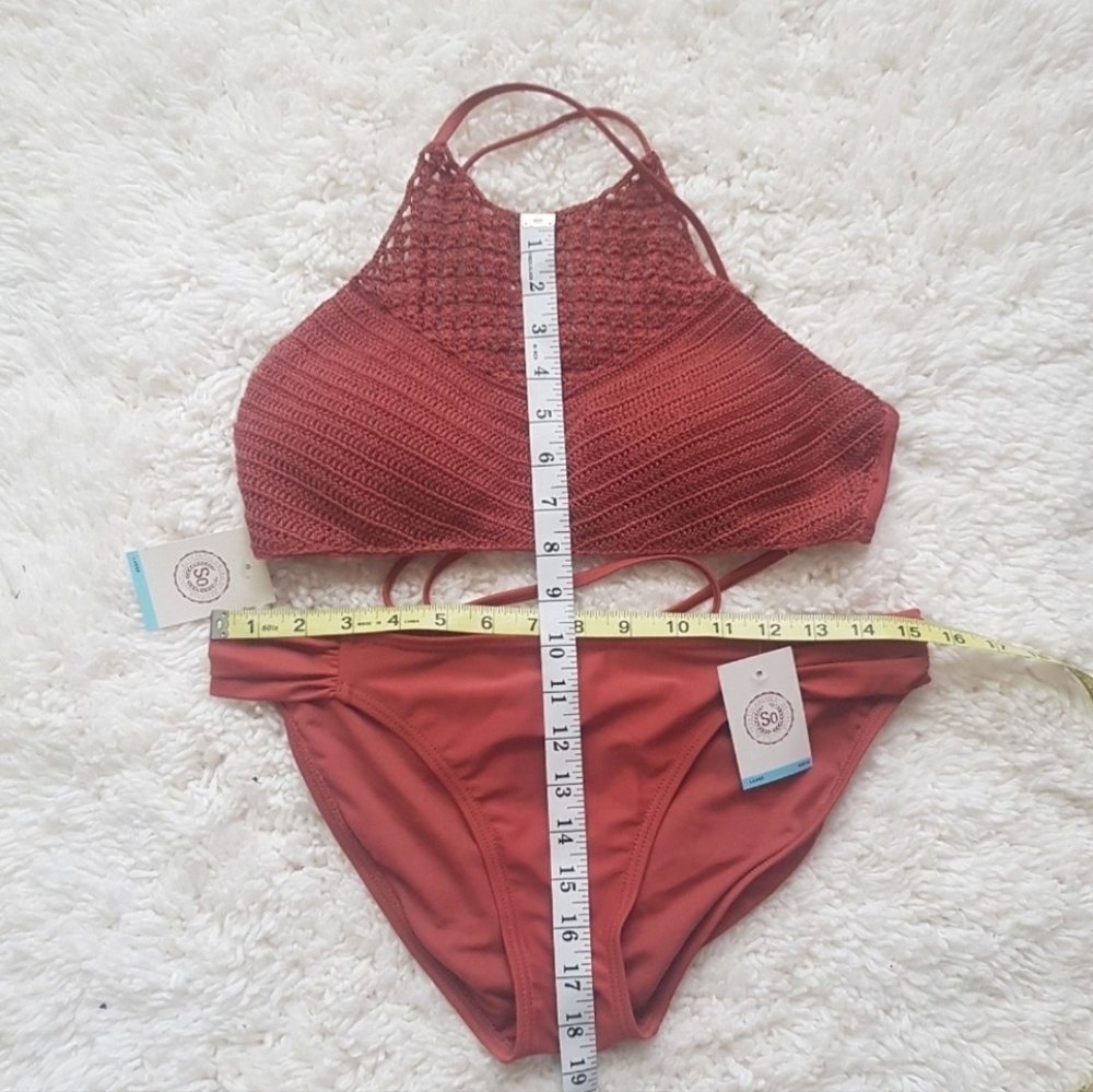 Rust Crochet High-Neck Bikini Set - Size Large - Picture 8 of 8